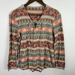 Ruff Hewn M Boho Lace Up Cotton Top Cottagecore Granola Earthy Folk Rustic